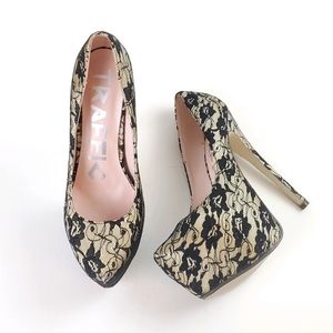 Traffic | black lace nude platform stiletto heels | 8
